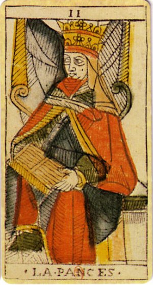 The High Priestess, Tarot de Marseille, Jean Dodal, Lyon, c. 1701 · major arcana