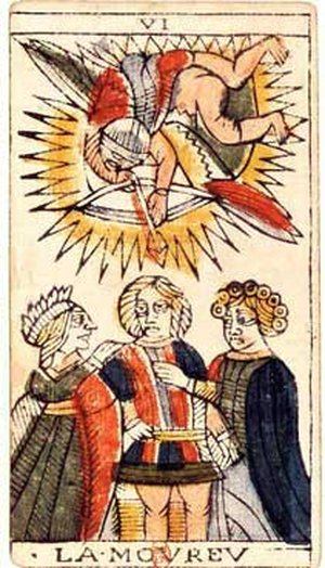 The Lovers, Tarot de Marseille, Jean Dodal, Lyon, c. 1701 · major arcana