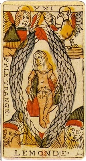The World, Tarot de Marseille, Jean Dodal, Lyon, c. 1701 · major arcana
