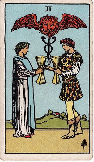 Two of Cups, Classic Tarot, Pamela Colman Smith 1909 · 78 cards