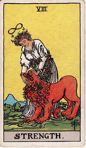 Strength, Classic Tarot, Pamela Colman Smith 1909 · 78 cards